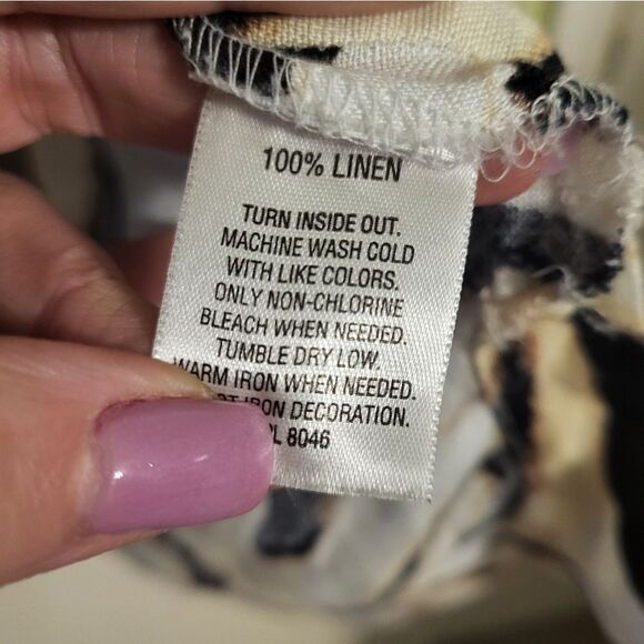 JM Collection Petite Zebra Print 100% Linen Blouse, Petite 12P - Picture 5 of 6